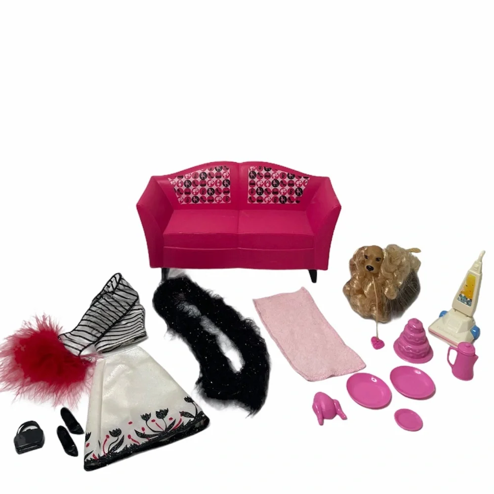 Barbie Furniture Barbie Doll Clothes  Bundle Sweet Home Dollhouse Set Vintage